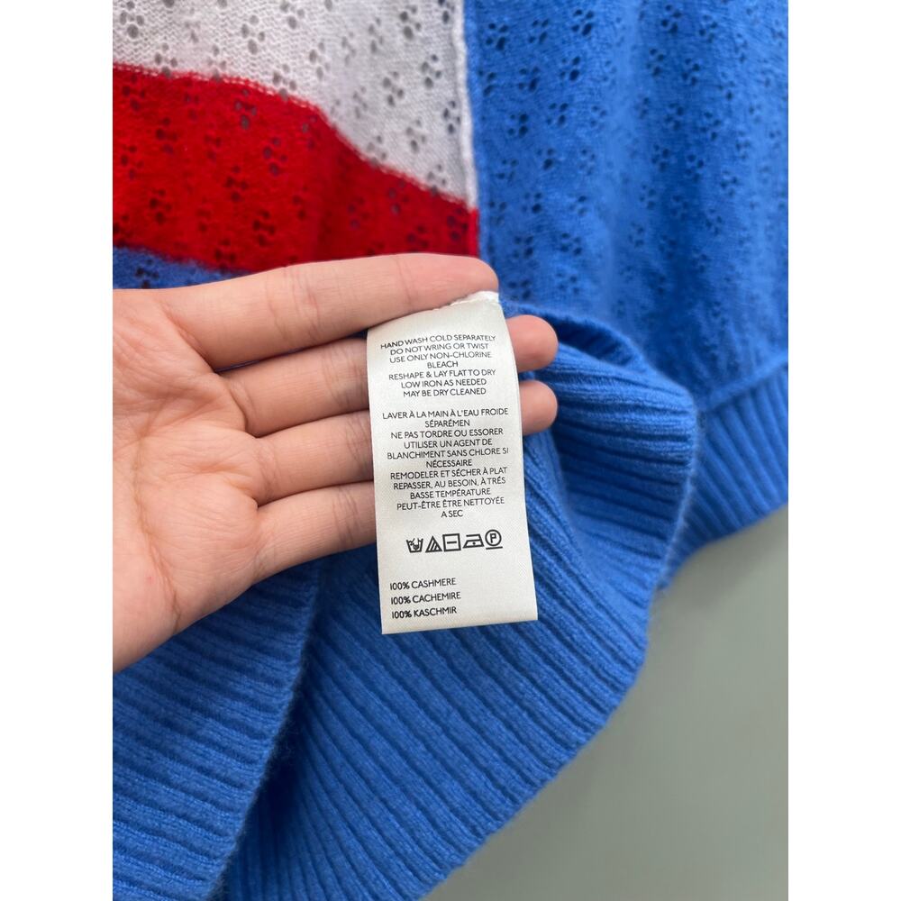 Free People 100% Cashmere 4th of July Americana Sweater XS NWT Blue Ribbon Combo - Picture 5 of 5